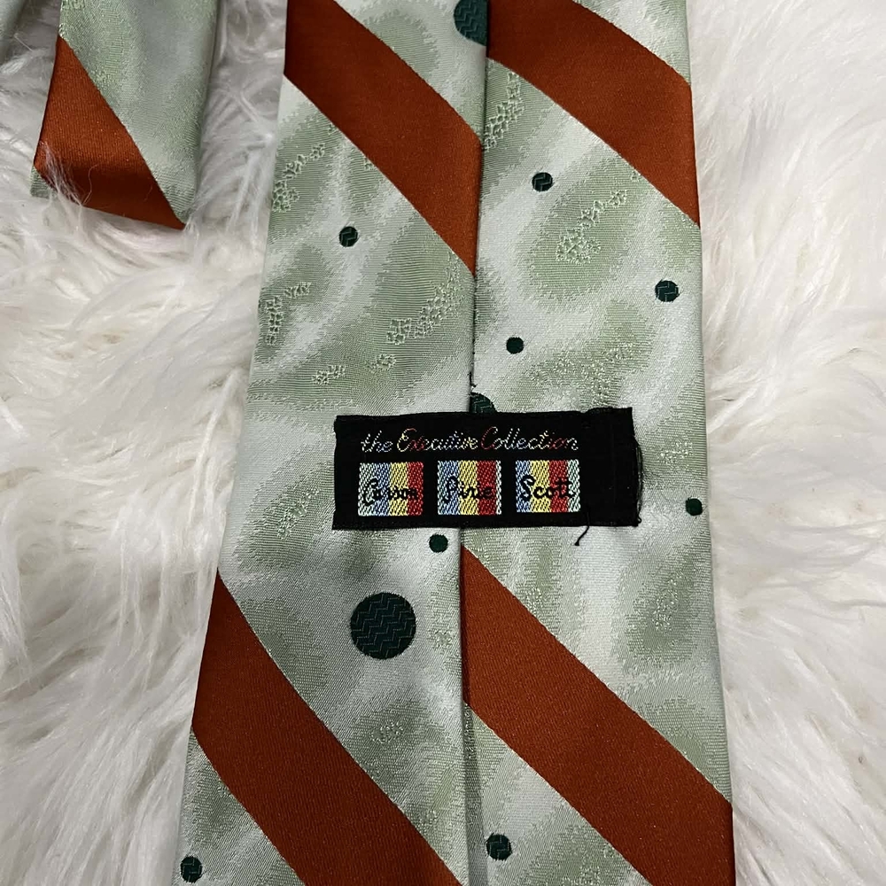 Carson Pirie  Scott Tie Mint Green & Rust Striped  Vintage